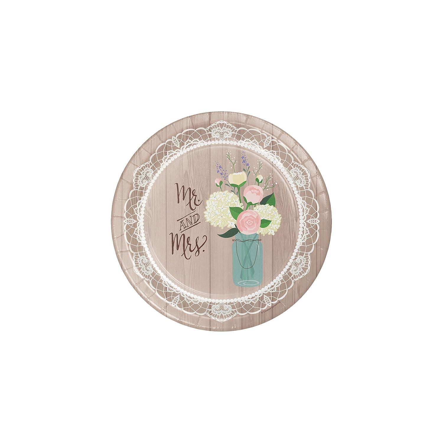 Rustic Wedding 10" Brown and Beige Paper Banquet Plates