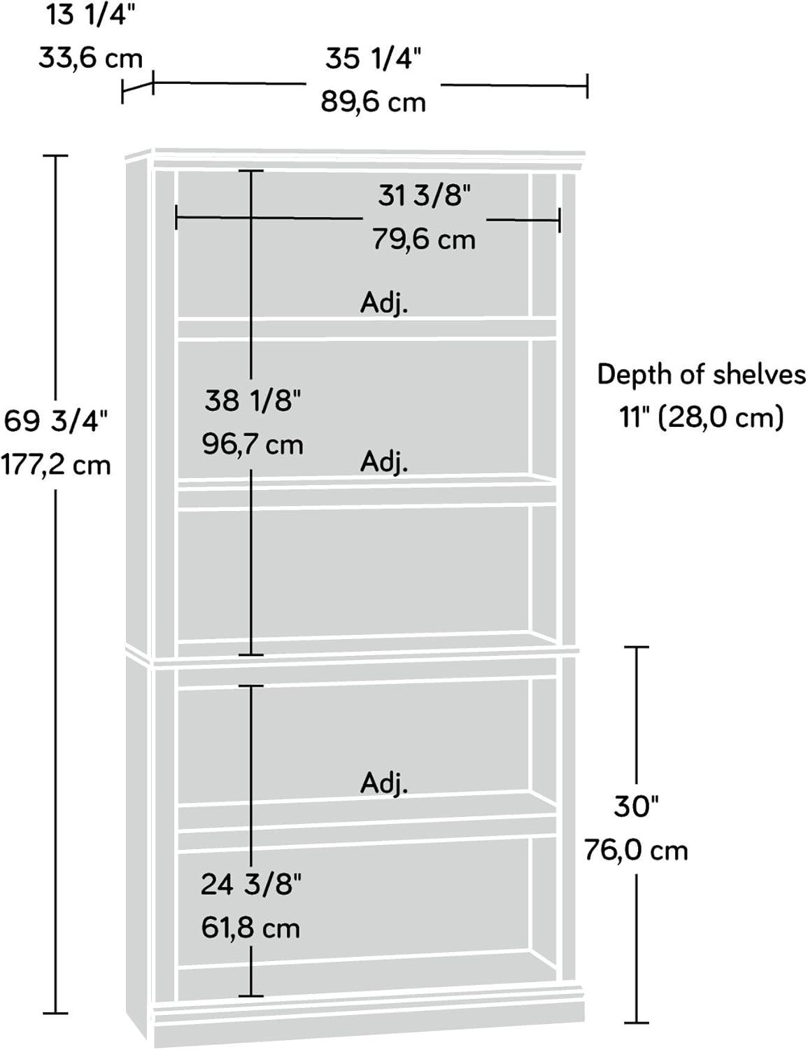 Jamocha Wood 5-Shelf Adjustable Bookcase with Doors