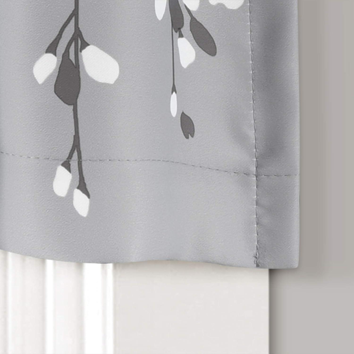 Blush and Gray Floral Rod Pocket Valance