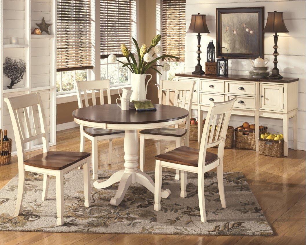 2pc Whitesburg Dining Room Side Chair Cottage White - Signature Design by Ashley: Hardwood Frame, Slat Back Design