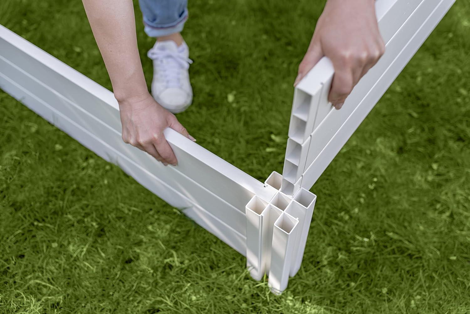 Classic White Vinyl 48" x 48" Raised Garden Bed with Grid