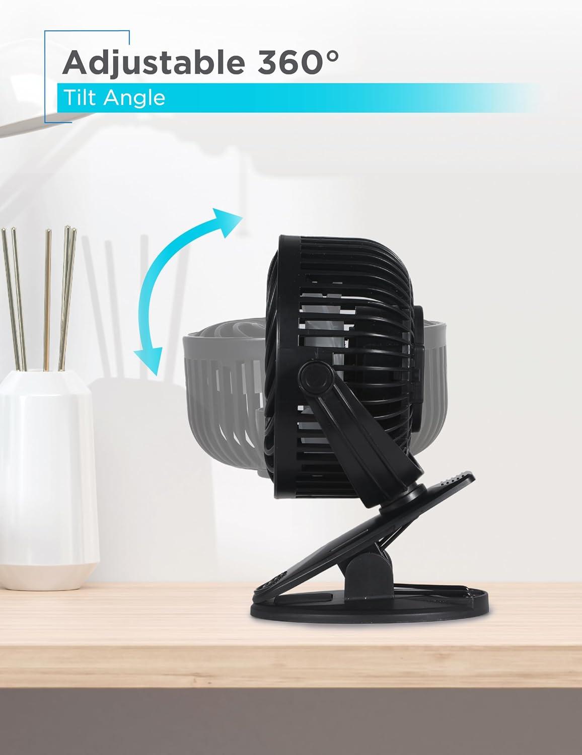 Black Adjustable 3-Speed Clip and Standing Fan Set