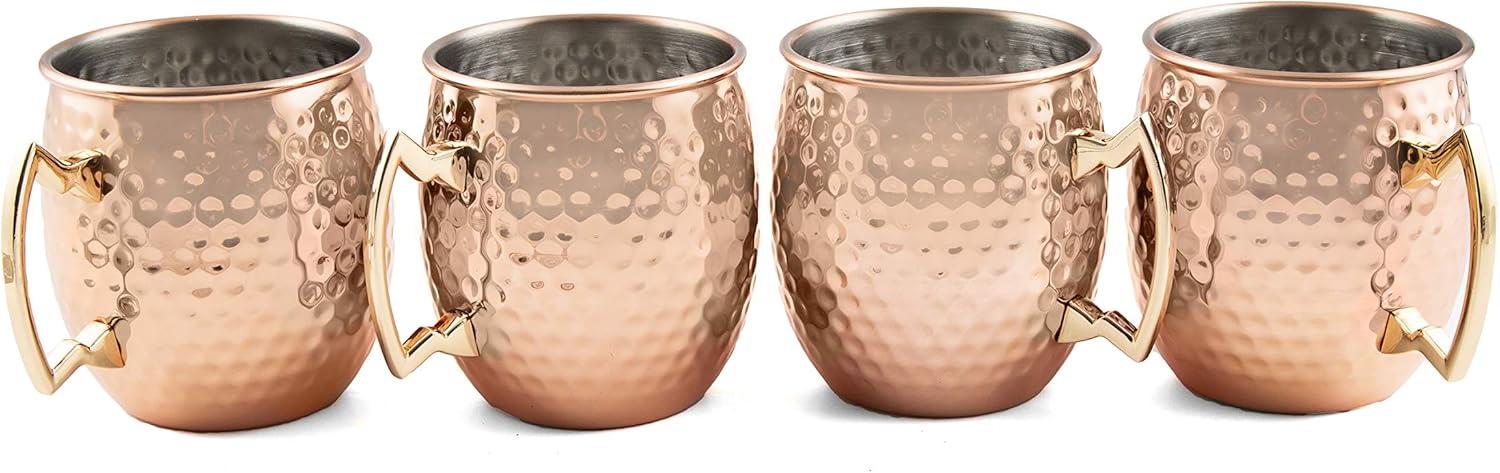 Cambridge 20 Oz Hammered Copper Moscow Mule Mugs, Set Of 4