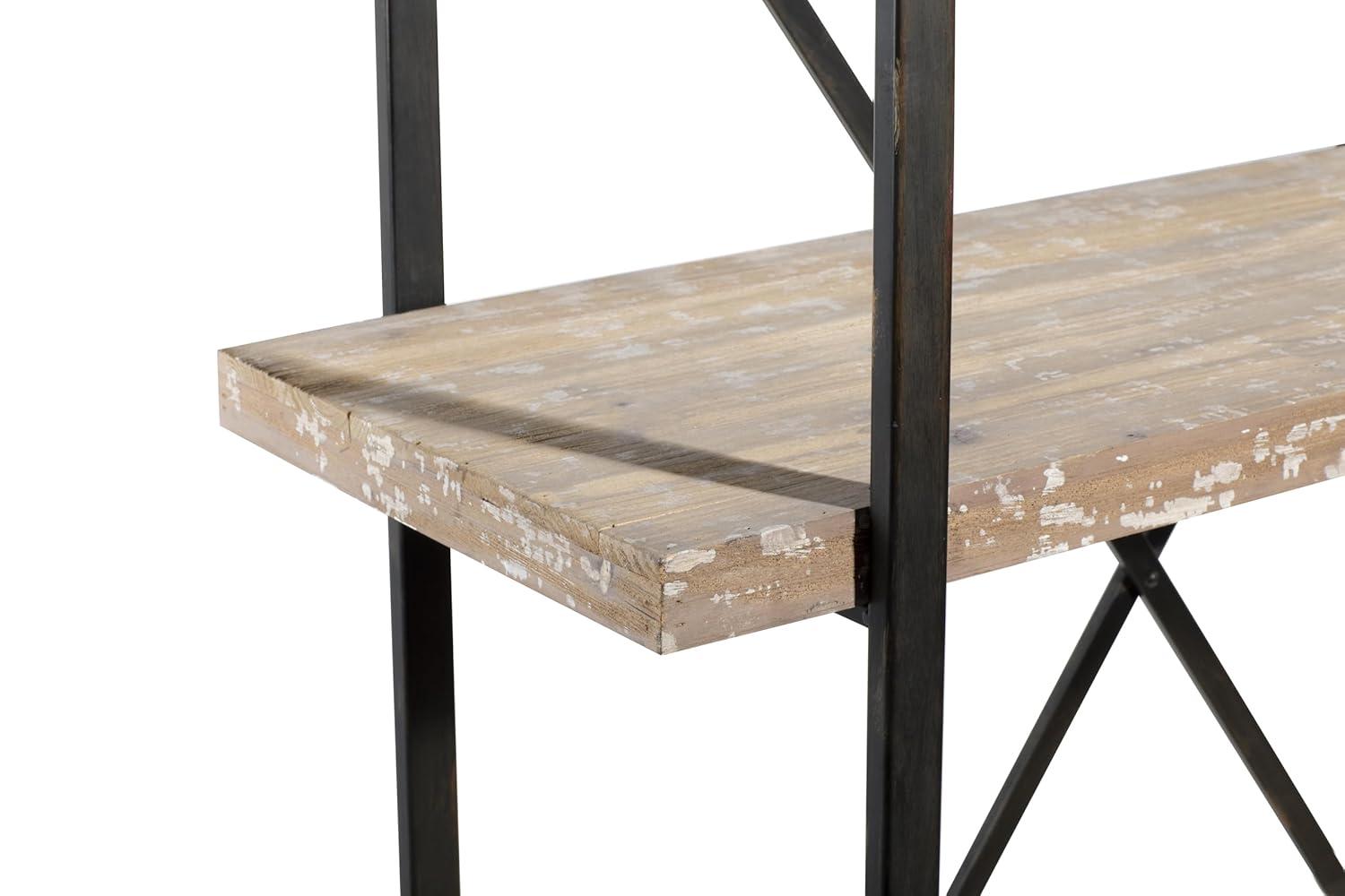 67" Tall Industrial Metal and Wood Bookshelf Brown - Olivia & May