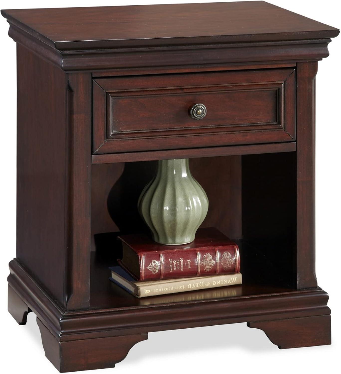 Lafayette Cherry Mahogany 1-Drawer Nightstand with Open Storage