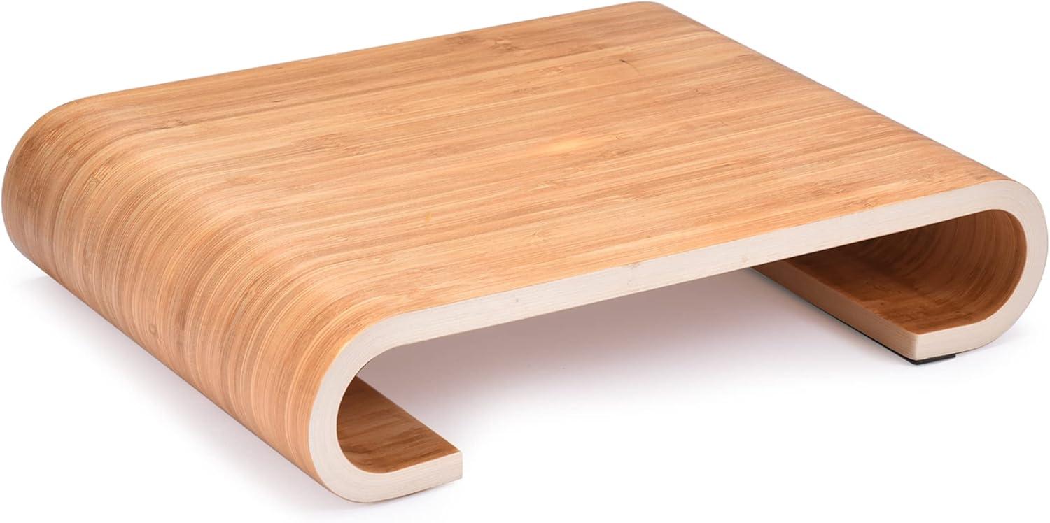 Bamboo Ergonomic Monitor Stand with Storage Space