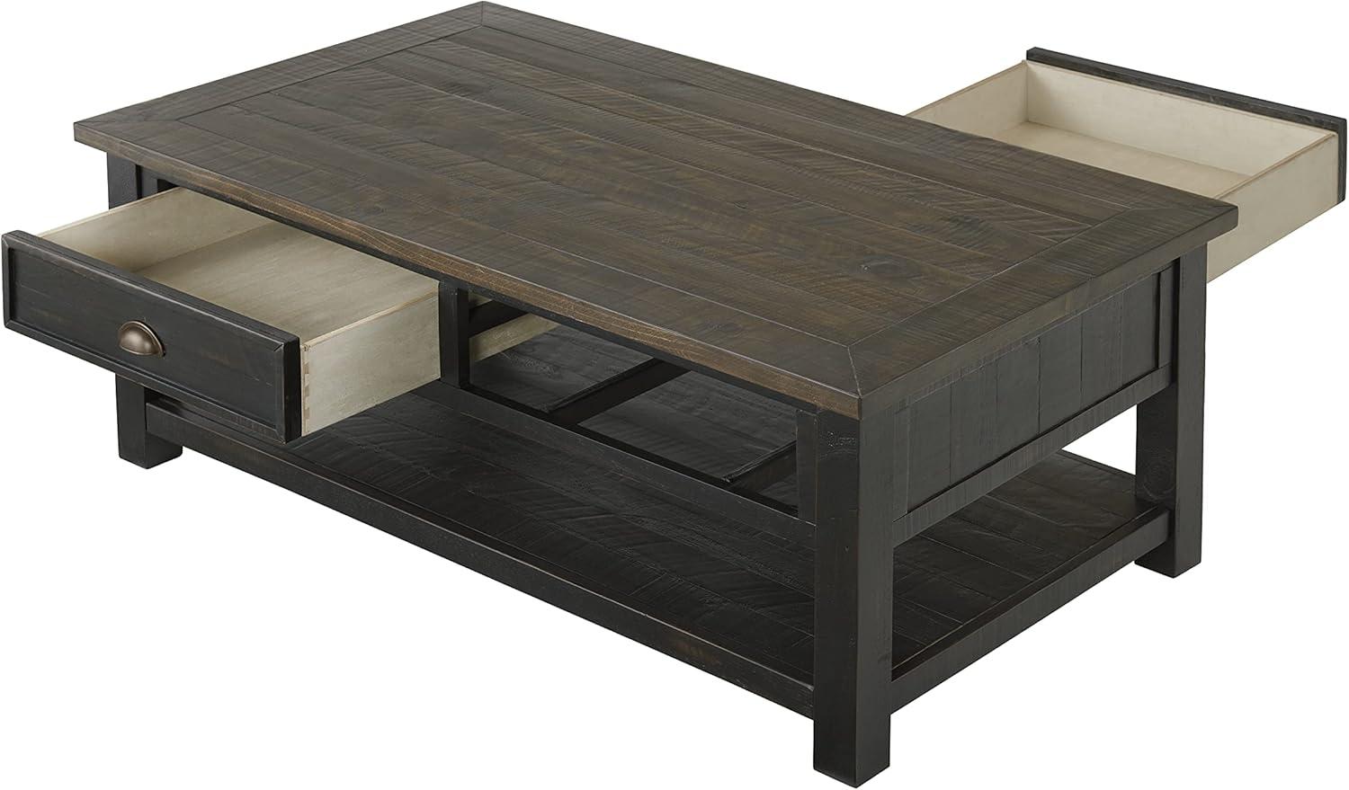 Coastal Style Rectangular Wooden Coffee Table with 2 Drawers, Brown- Saltoro Sherpi