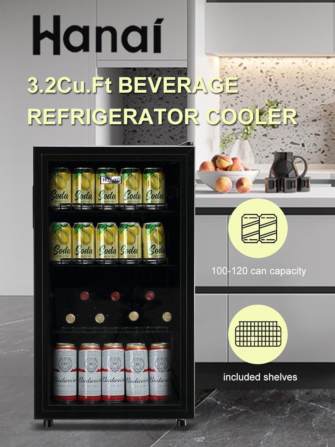 WANAI Mini Refrigerator 3.2 Cu.Ft, Single Door, Adjustable Removable Shelves Refrigerator Suitable For Dorm,Office,Living room Freezer Energy Saving for Garage Apartment Kitchen or Business, Black