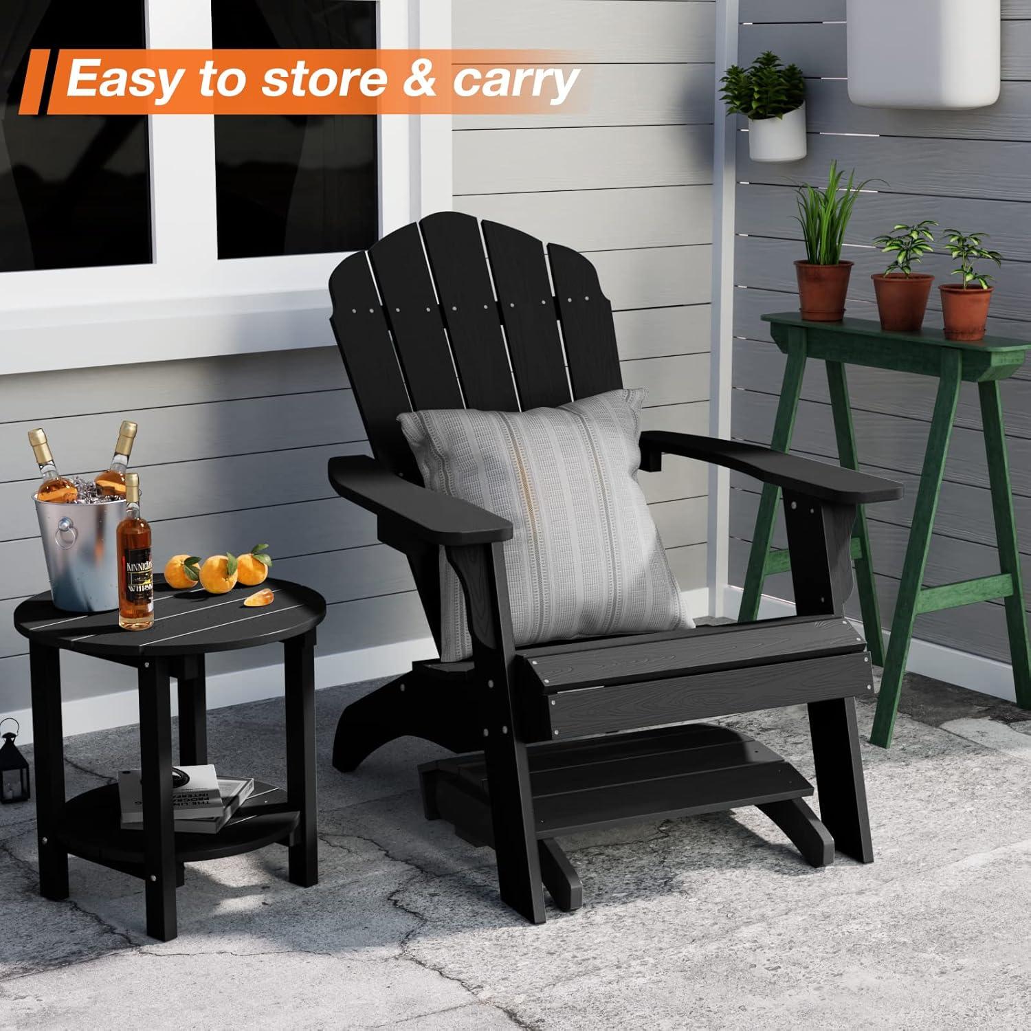 Black Plastic Folding Adirondack Outdoor Ottoman