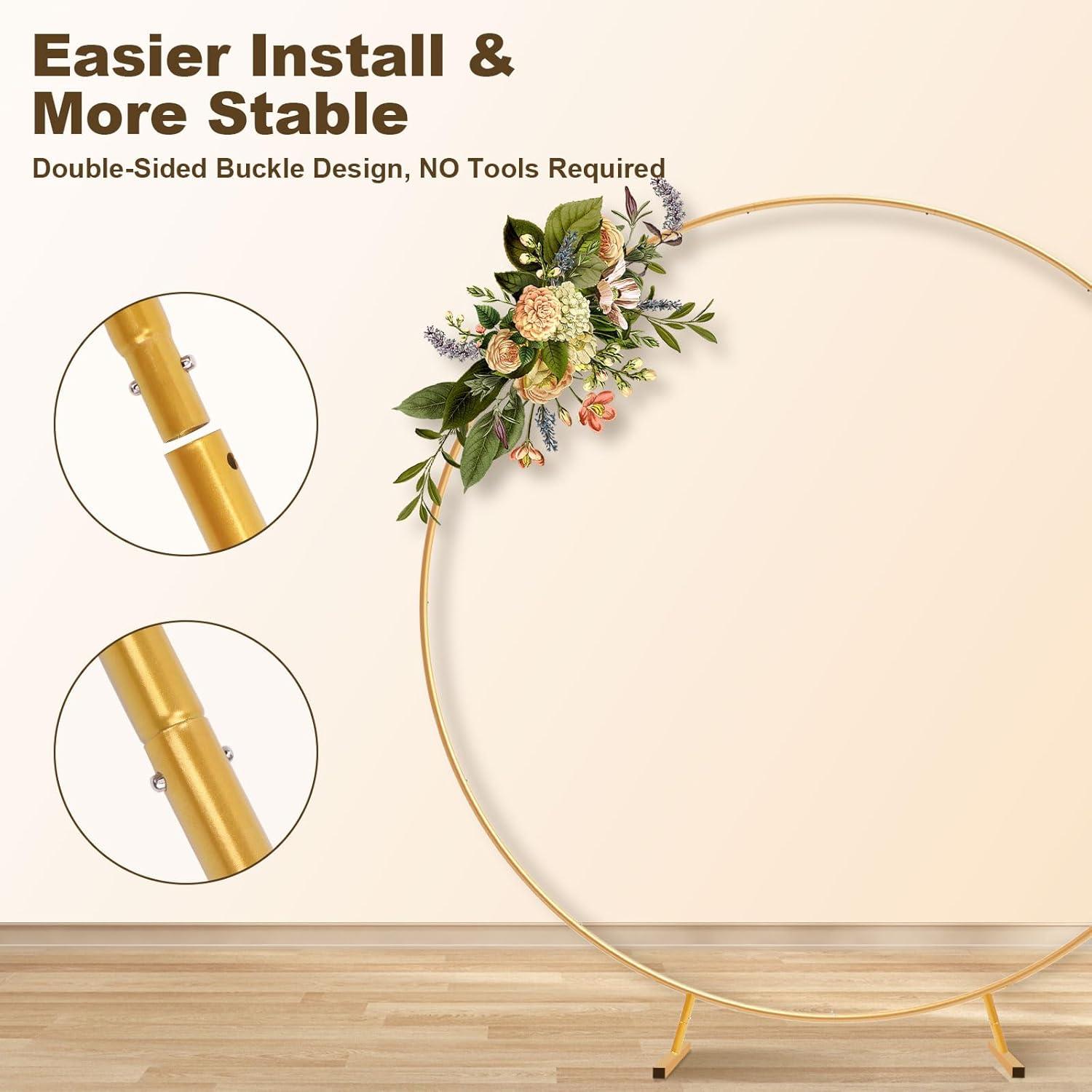 Gold Metal 6.9ft Round Wedding Arch Backdrop Stand