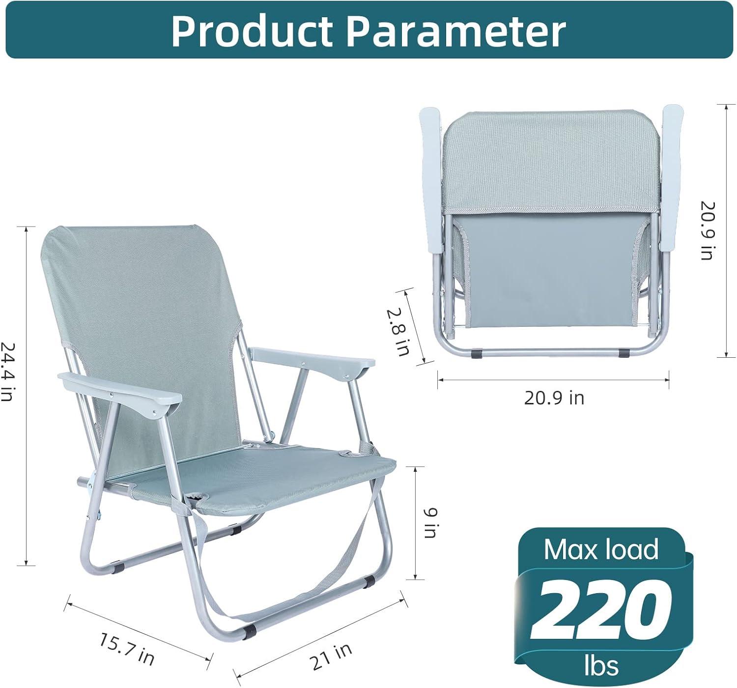 YSSOA Folding Beach Adults, Portable Heavy-Duty Chairs Made of High Strength 600D Oxford Fabric and Steel Frame for Outdoors, Camping, Picnic, BBQ, 1-Pack, Grey (FNCHARCAMP08GV1)