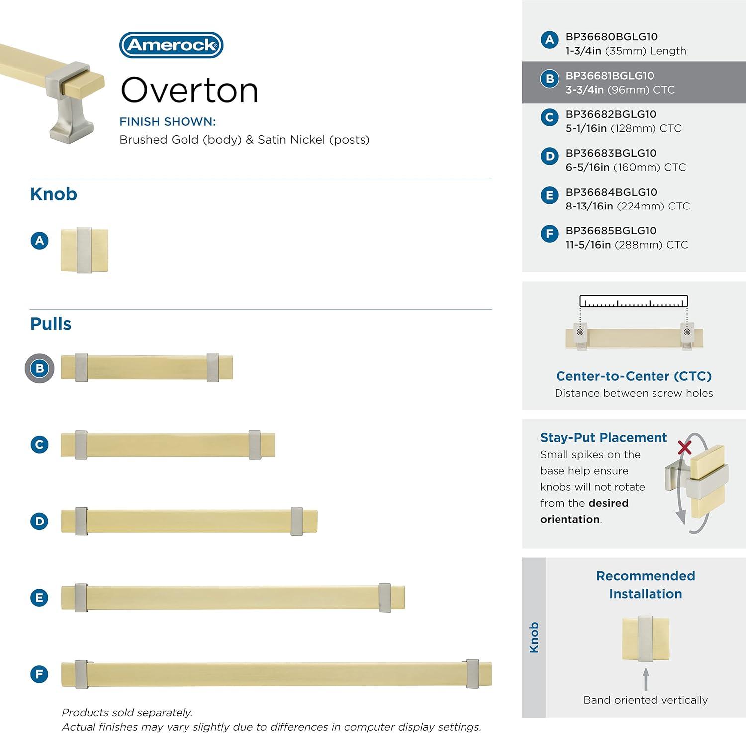 Amerock Overton Split Finish Cabinet or Drawer Pull