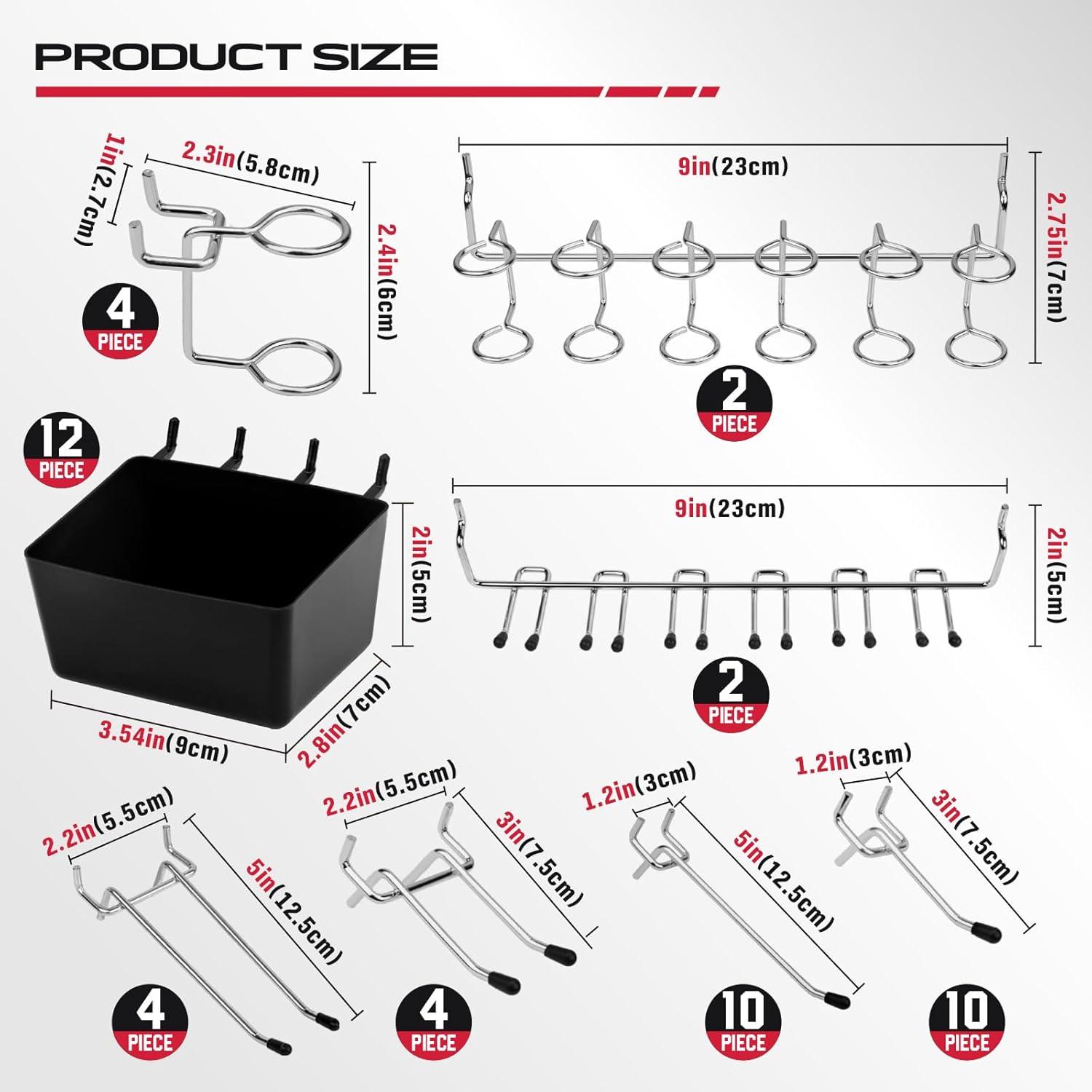 300-Piece Pegboard Hook Set, Pegboard Organizer Accessories for Hanging, Durable Metal Hooks for Tool Organization, Garage, Workshop, and Craft Storage