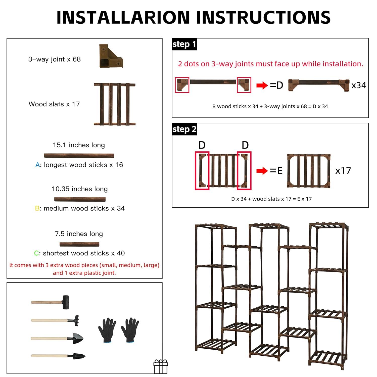 HOMKIRT Plant Stand Indoor Outdoor, 17 Tier Large Tall Plant Shelf for Indoor Plants Multiple, Wood Plant Stand Rack Holder Table for Living Room Garden Patio Window