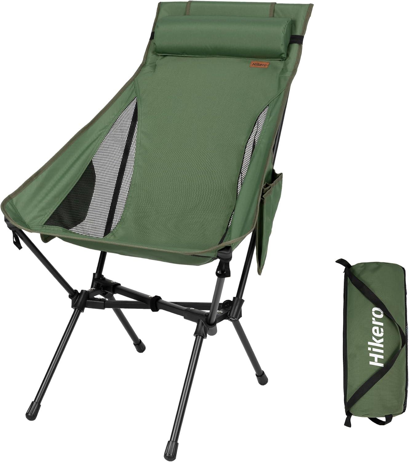 Green High Back Aluminum Camping Chair with Cushions