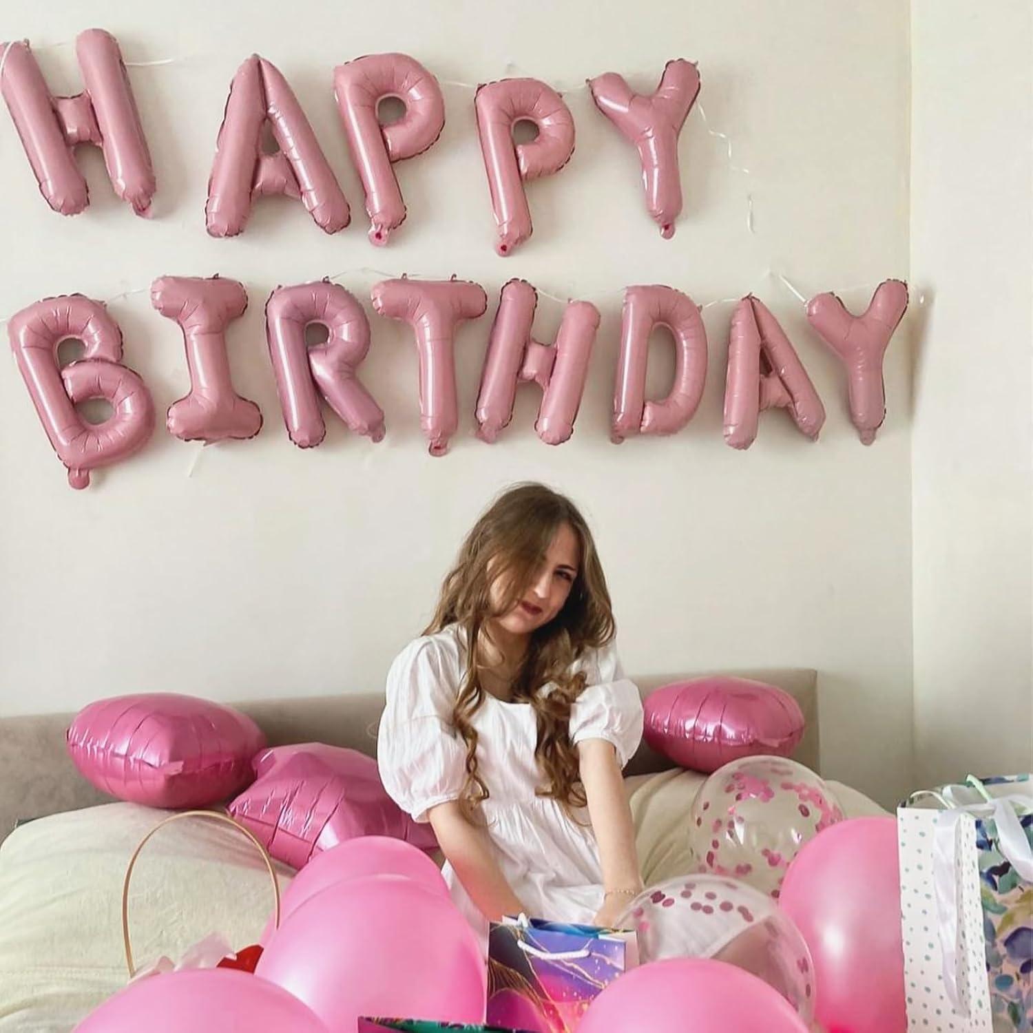comerut 16inch Happy Birthday Letter Aluminum Foil Balloons Decoration Party Supplies