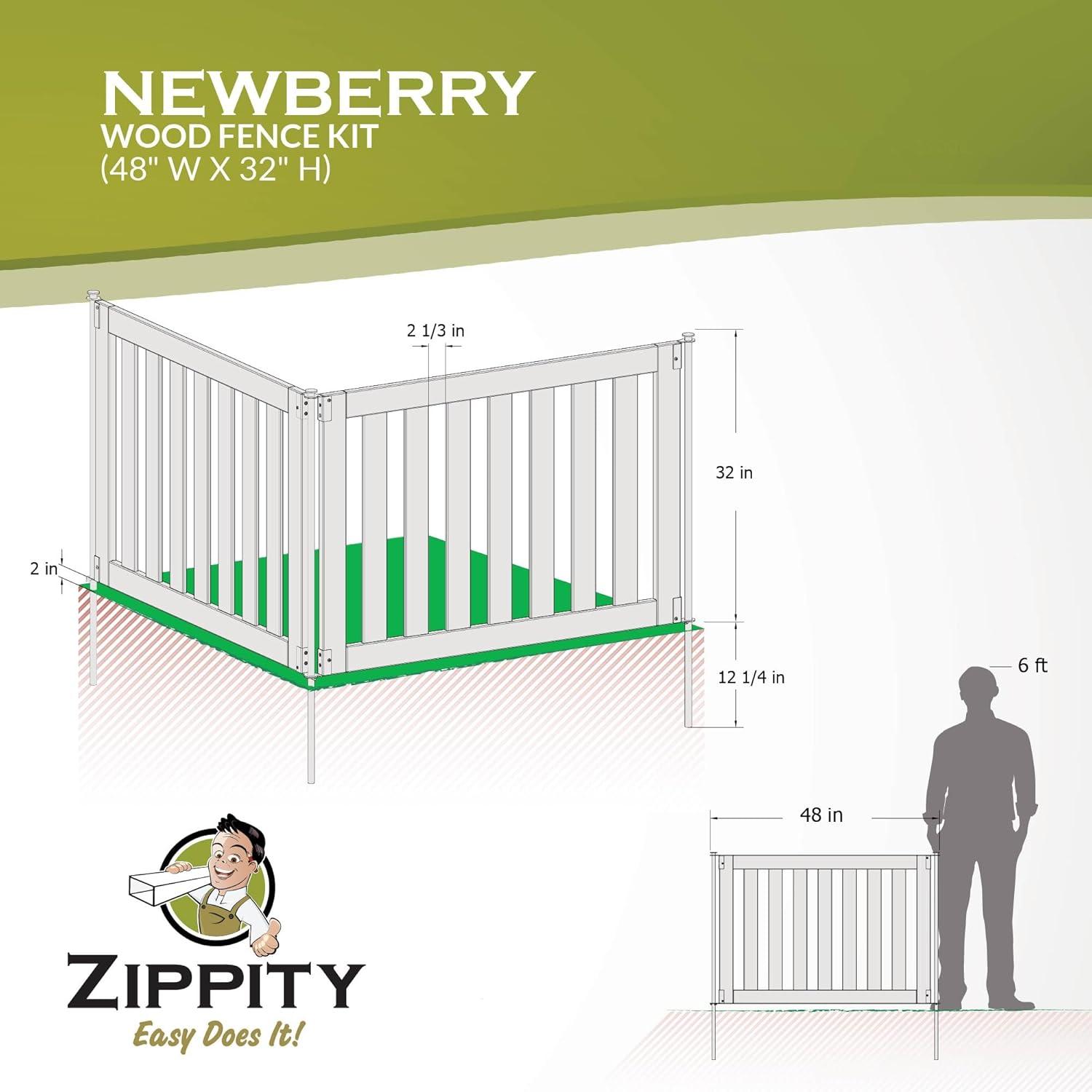 Zippity Outdoor Products ZP19075 Newberry Wood Fence 48” W x 32” H (2 Fence Panels)