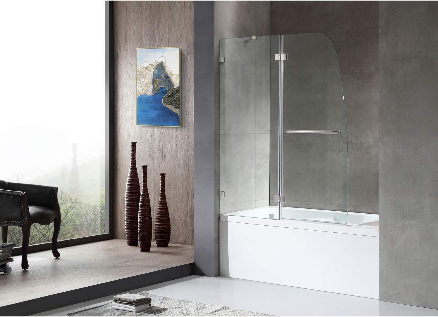 Herald Series 58" H Hinged Frameless Tub Door