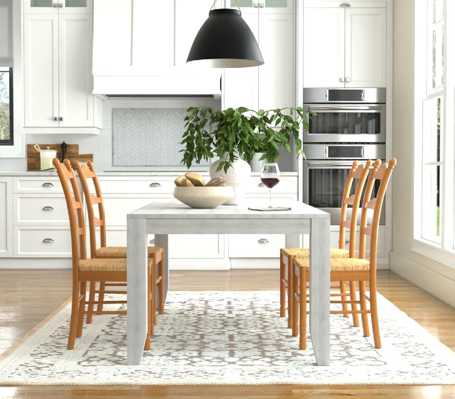 Carolina Living Aurora Rush Seat Dining Chair English Pine and Table: Woven, Ladder-Back, Wood Frame