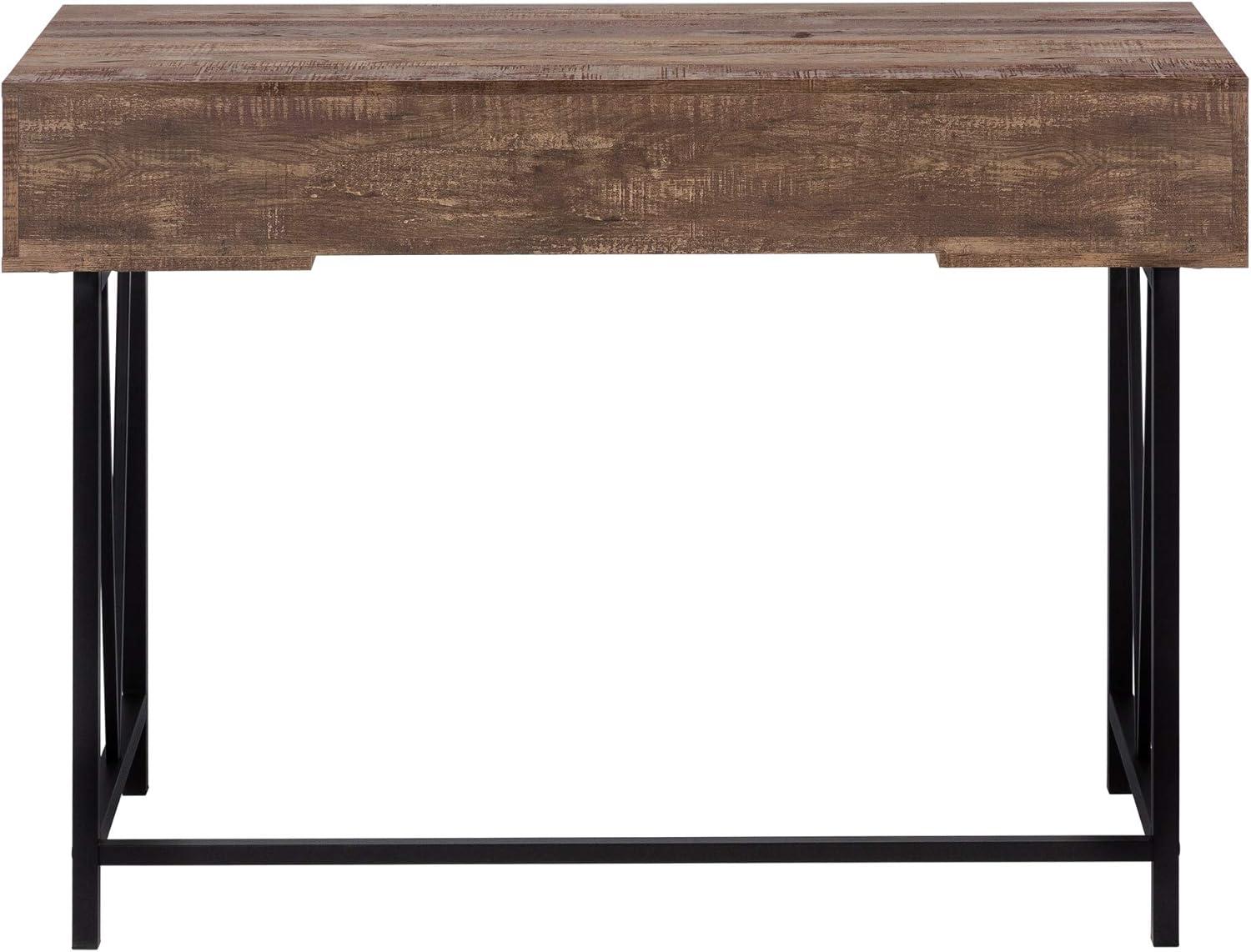 Monarch Specialties Laptop Table with Drawers-Industrial Style-Metal Legs Computer Desk Home & Office, 48" L, Brown Reclaimed Wood Look