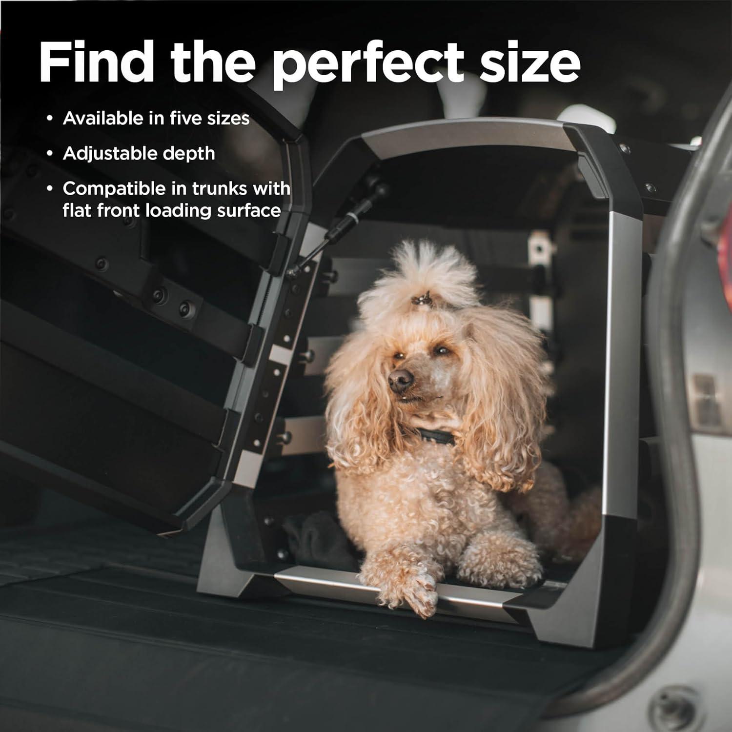 Small Black and Silver Car Dog Crate with Safety Features