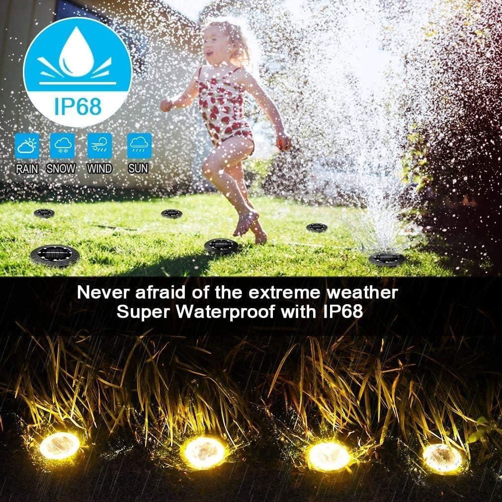 Solar Powered Ground Lights 12 Pack, Solar Lights Outdoor Garden IP68 Waterproof, LED Solar Disk Lights, Solar Landscape Lighting Decoration for Walkway Driveway Pathway Yard Patio Lawn(Warm White)