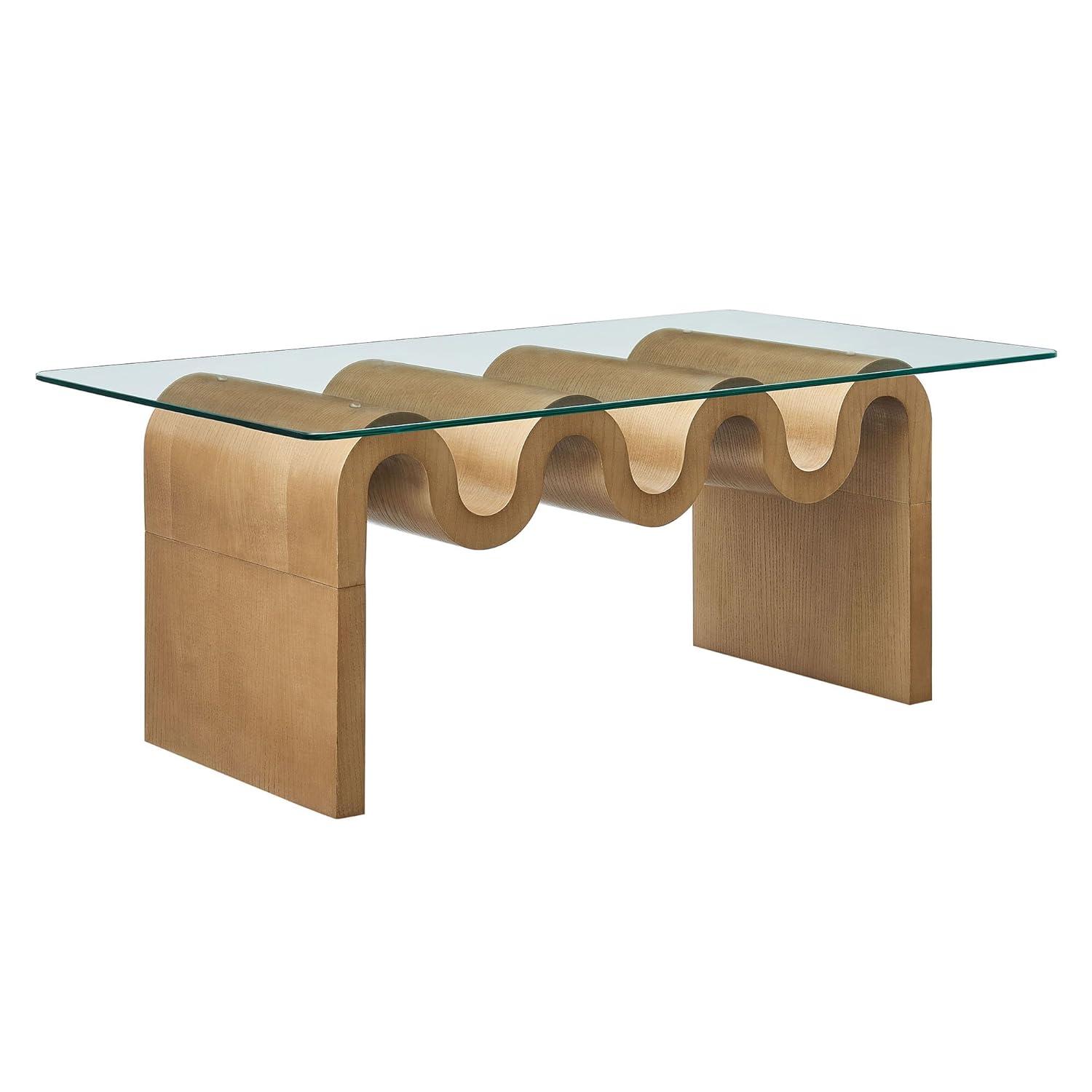 Modway Ondine Glass Top Coffee Table In Spiced Apple