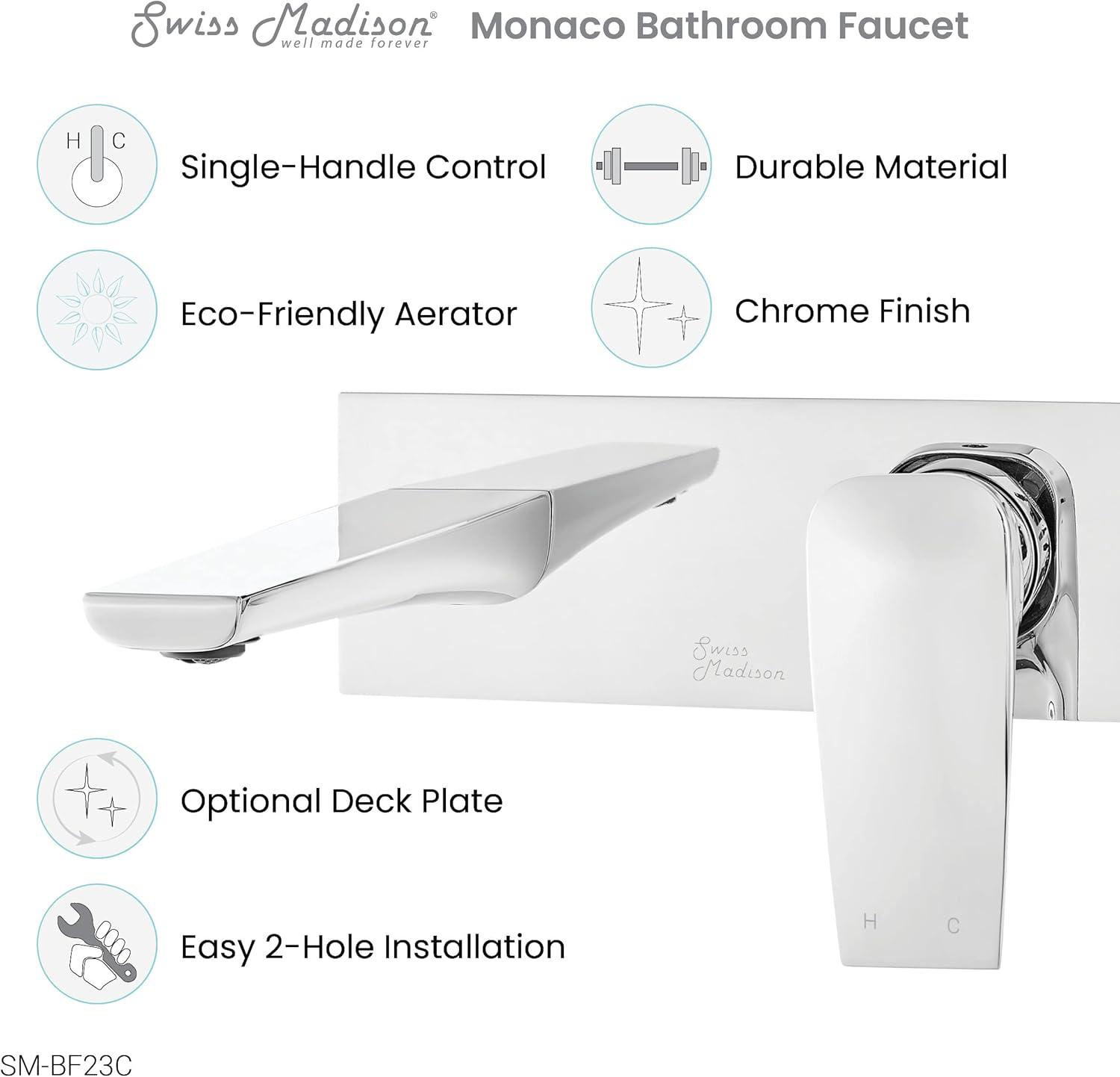 Monaco Single-Handle, Wall-Mount, Bathroom Faucet