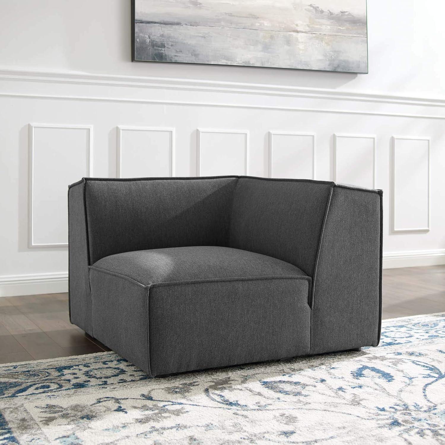 Restore Sectional Sofa Corner Chair Charcoal - Modway: Upholstered, Wood Frame, Modern Style, Polyester Fabric