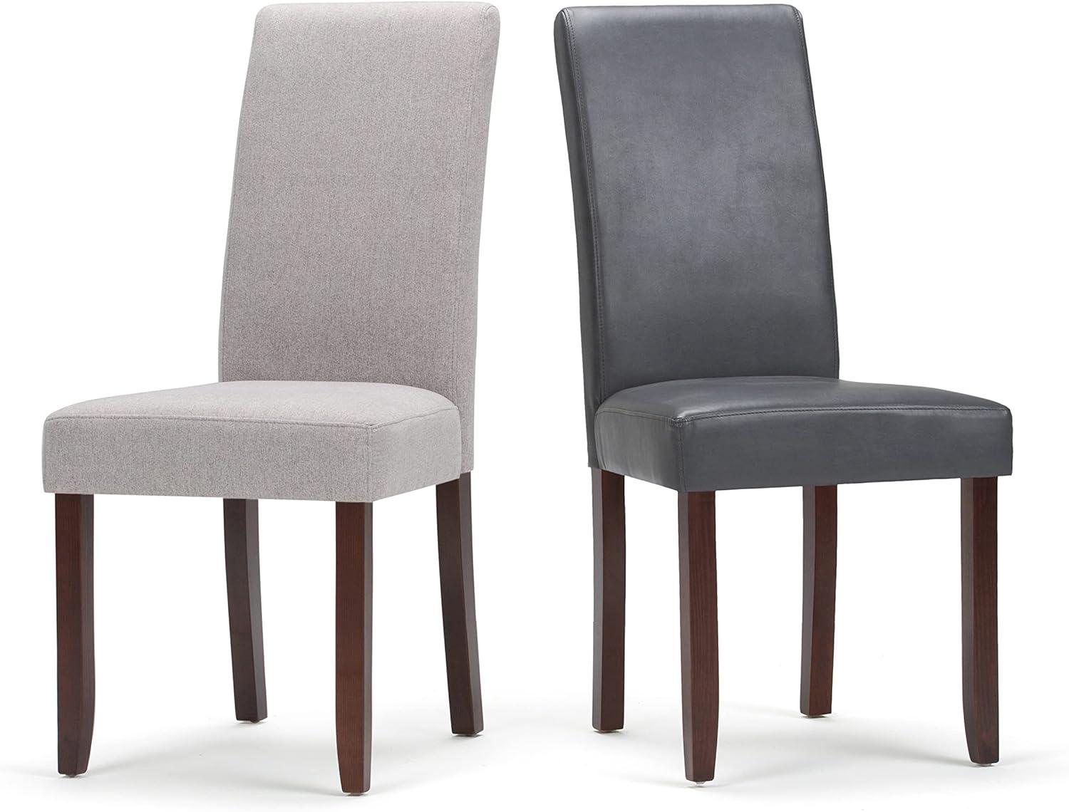 Cloud Grey Linen Upholstered Parsons Side Chair Set