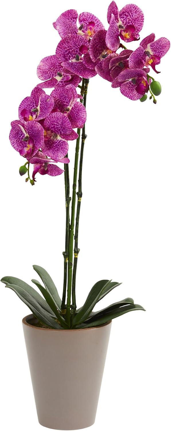 Nearly Natural 24-in Speckled Phalaenopsis Orchid Artificial Arrangement