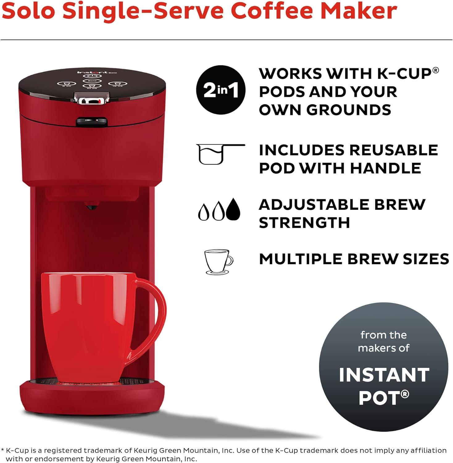 Maroon Single Serve Coffee Maker with Brew Strength Selector