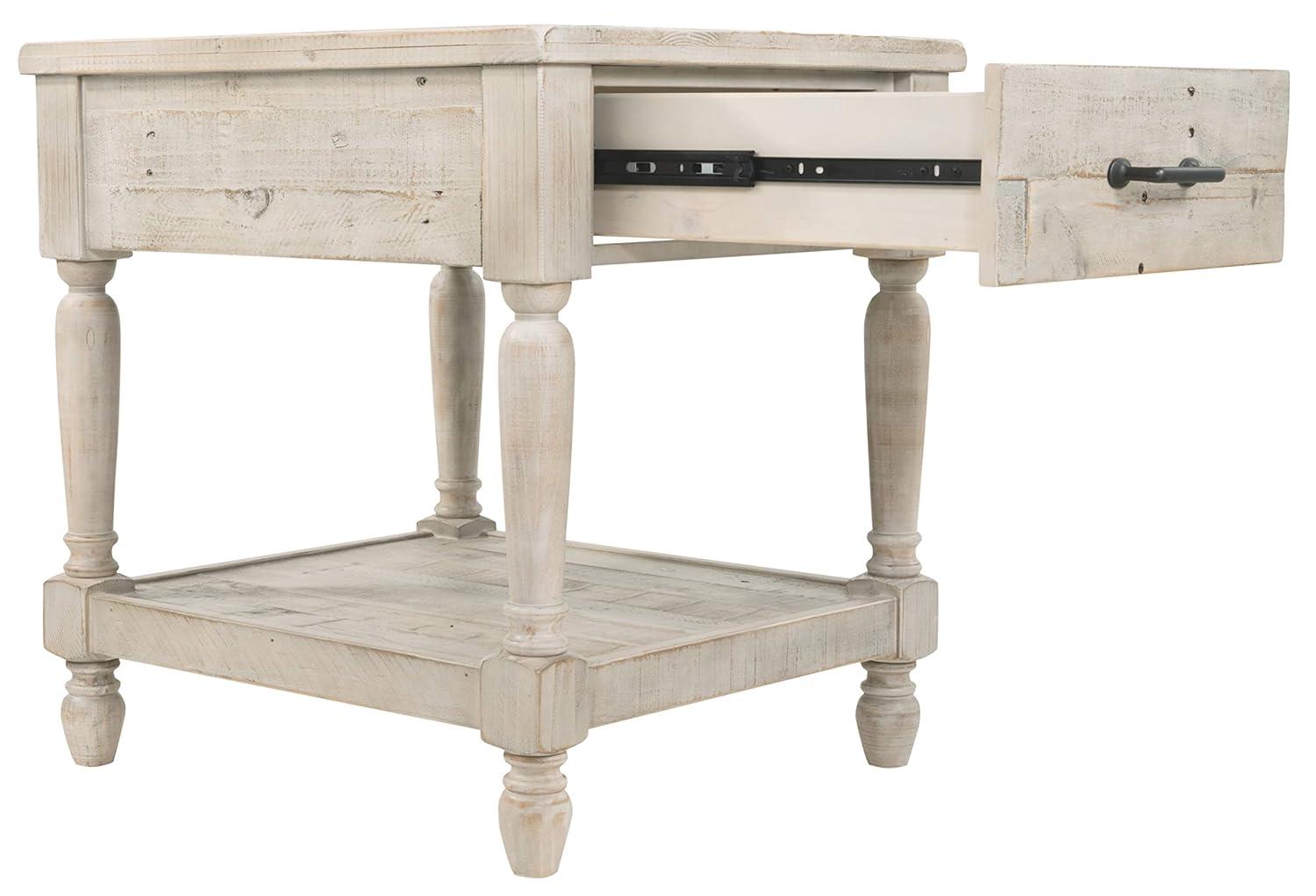 Shawnalore Sofa/Console Table Whitewash - Signature Design by Ashley: Pine Wood, Farmhouse Style, with Drawers & Shelf