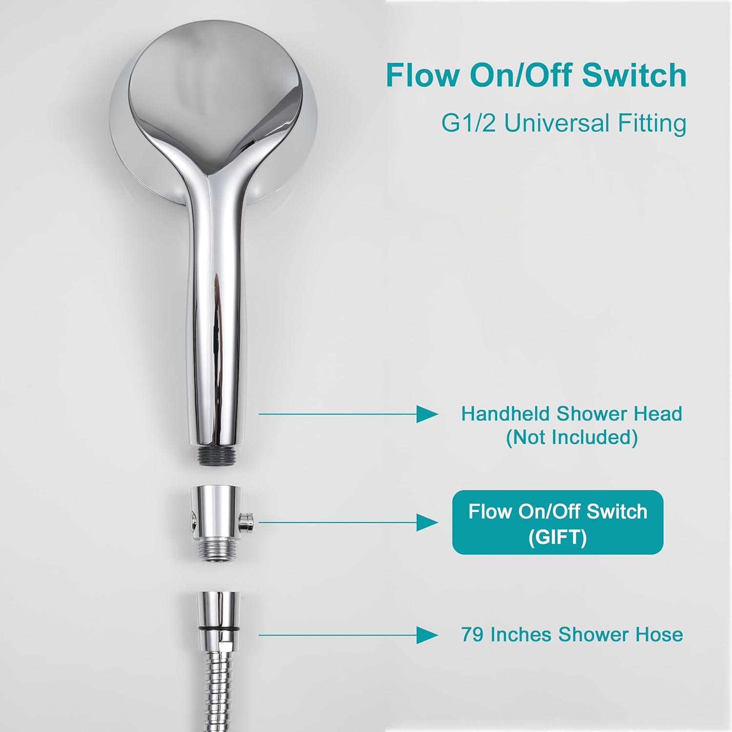 Shower Hose Replacement,79 Inches Extra Long Stainless Steel Handheld Shower Head Hose Attachment with G1/2 Universal Brass Insert & Nut,Durable Flexible & Anti-twist for Bidet Sprayer,Chrome