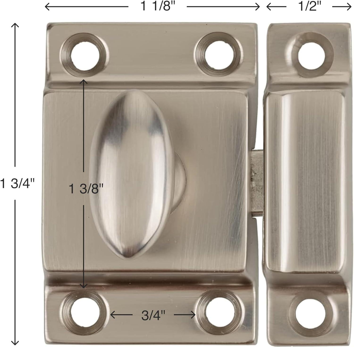 Small Brushed Nickel Oval Turn Cabinet Latch