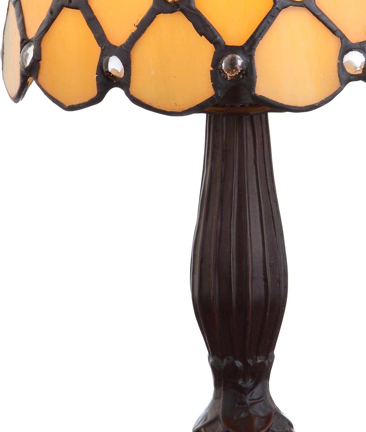 Elegant Tiffany-Style 12.5" Bronze Stained Glass LED Table Lamp