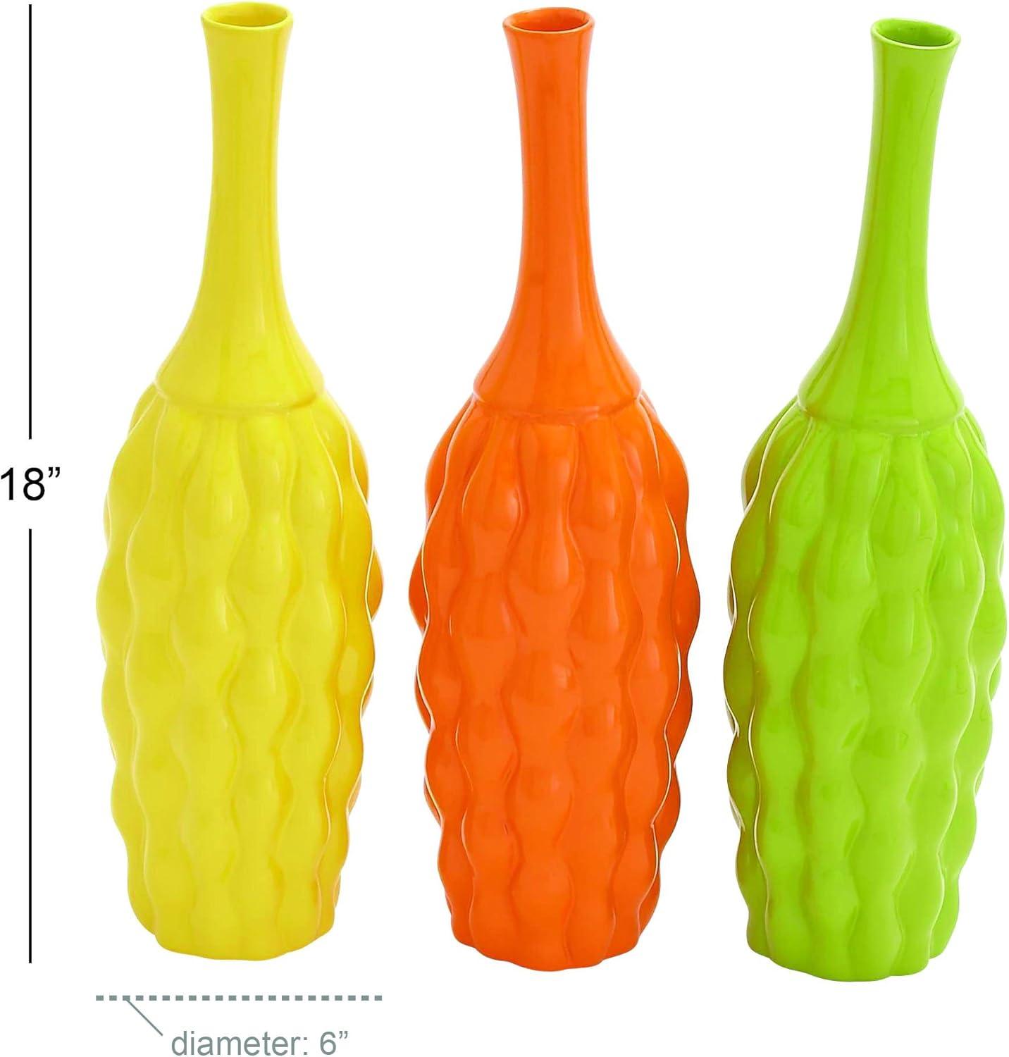 Ceramic Multi Colored Decorative Vase Set (Set of 3)