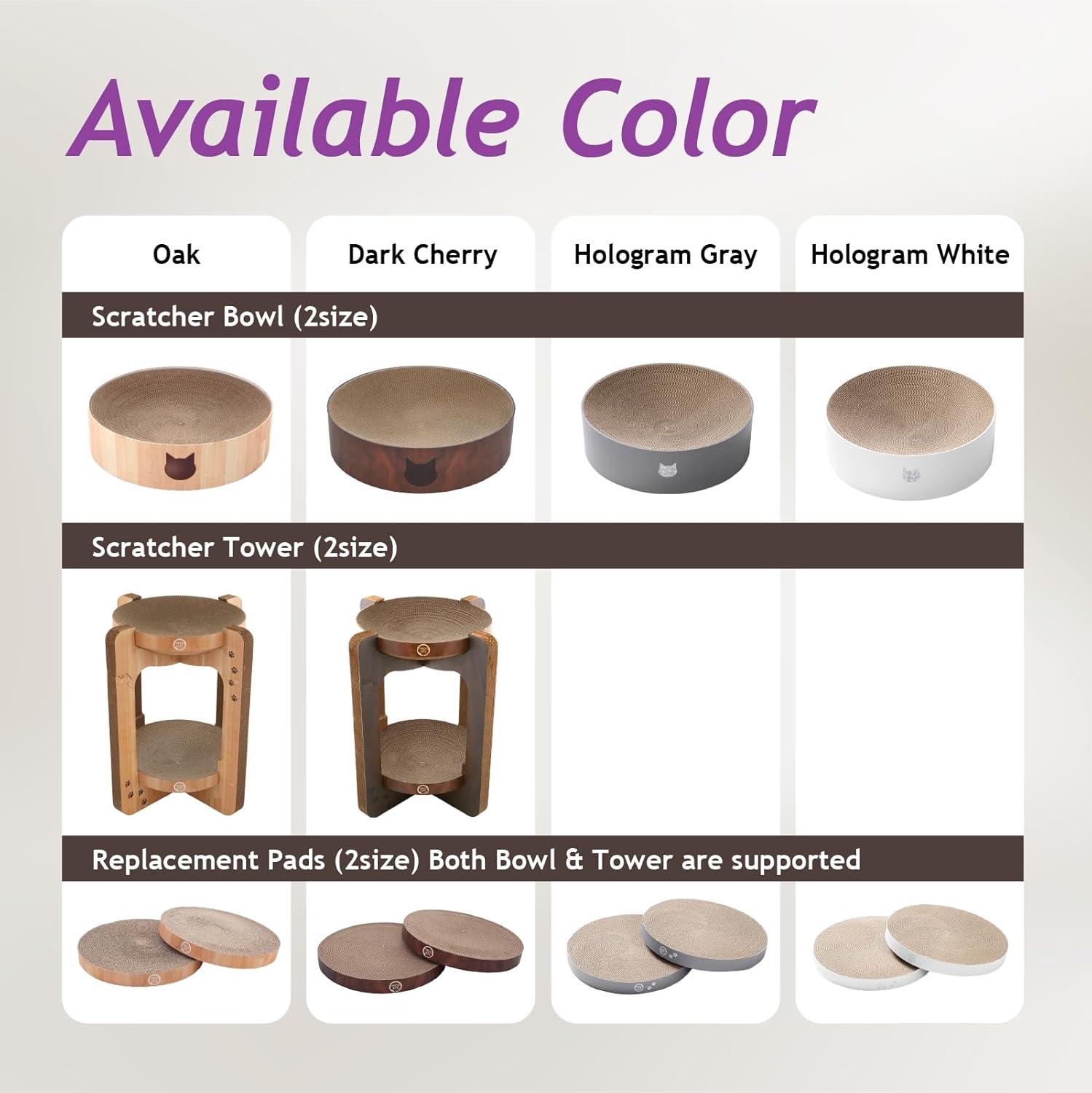 Necoichi Cat Scratcher Tower for Indoor Cats - Cat Scratching Post Lounger with Reversible Usability and Extra Comfort for Lounge, Cardboard Bed Couch / (Regular, Oak)