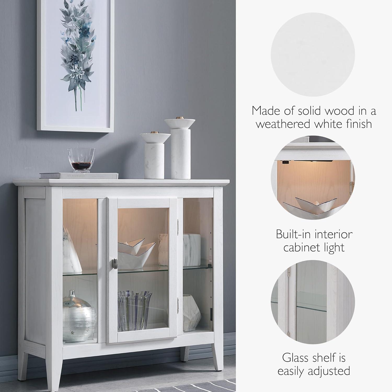 Leick Home Favorite Finds Entryway Wood Curio Cabinet in Weathered White