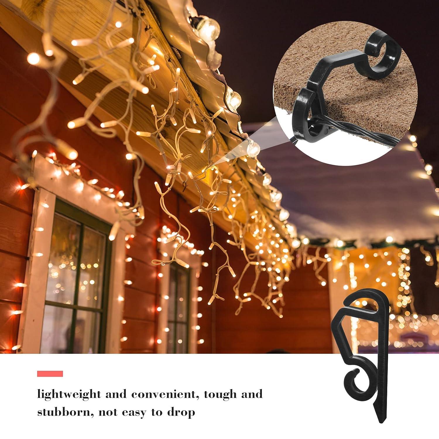 Marsui Christmas Light Clip Outdoor Gutter Hook Weatherproof Outdoor Light Clip Holiday Light Clip for Christmas Decoration String Light (Black, 120 Pieces)