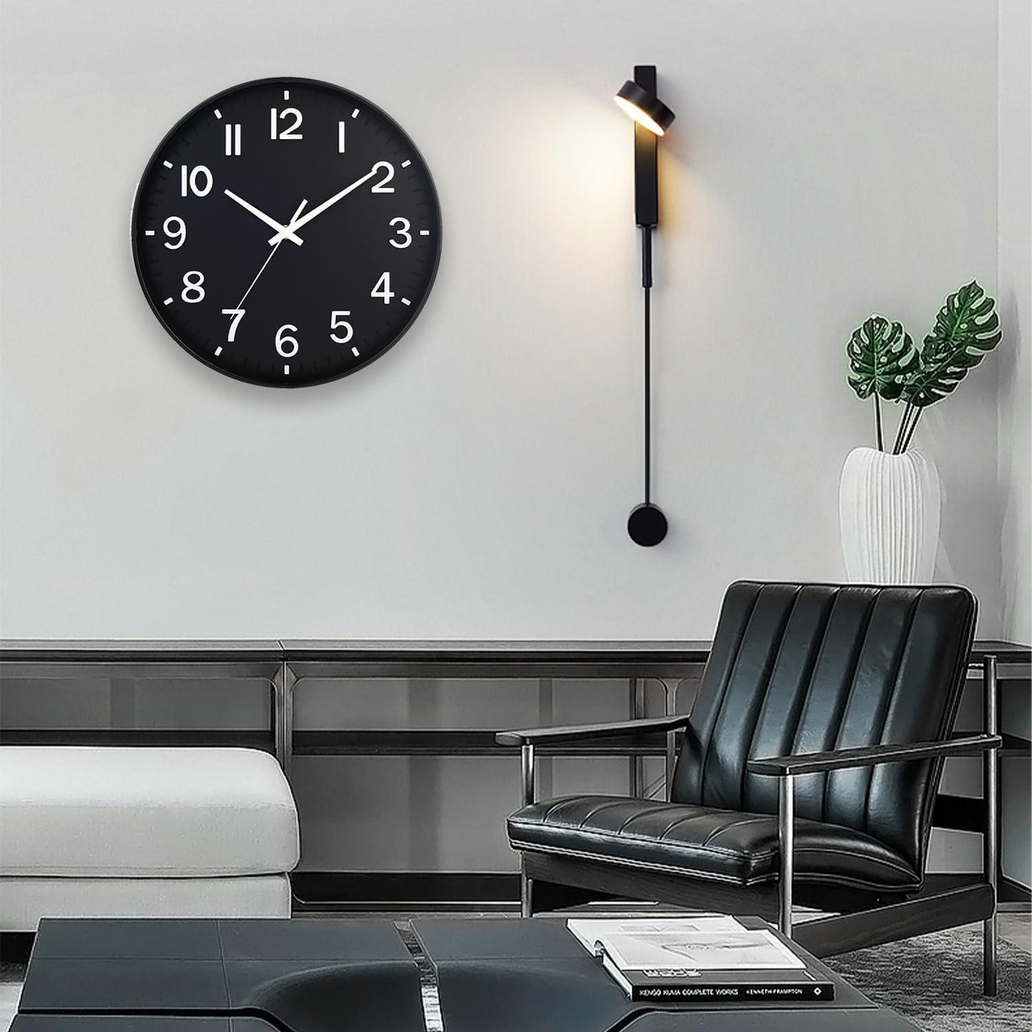 Warkul 12-Inch Wall Clock High-precision Battery Operated Easy-to-Read Silent Non-Ticking Quartz Clock Wall Art Decoration