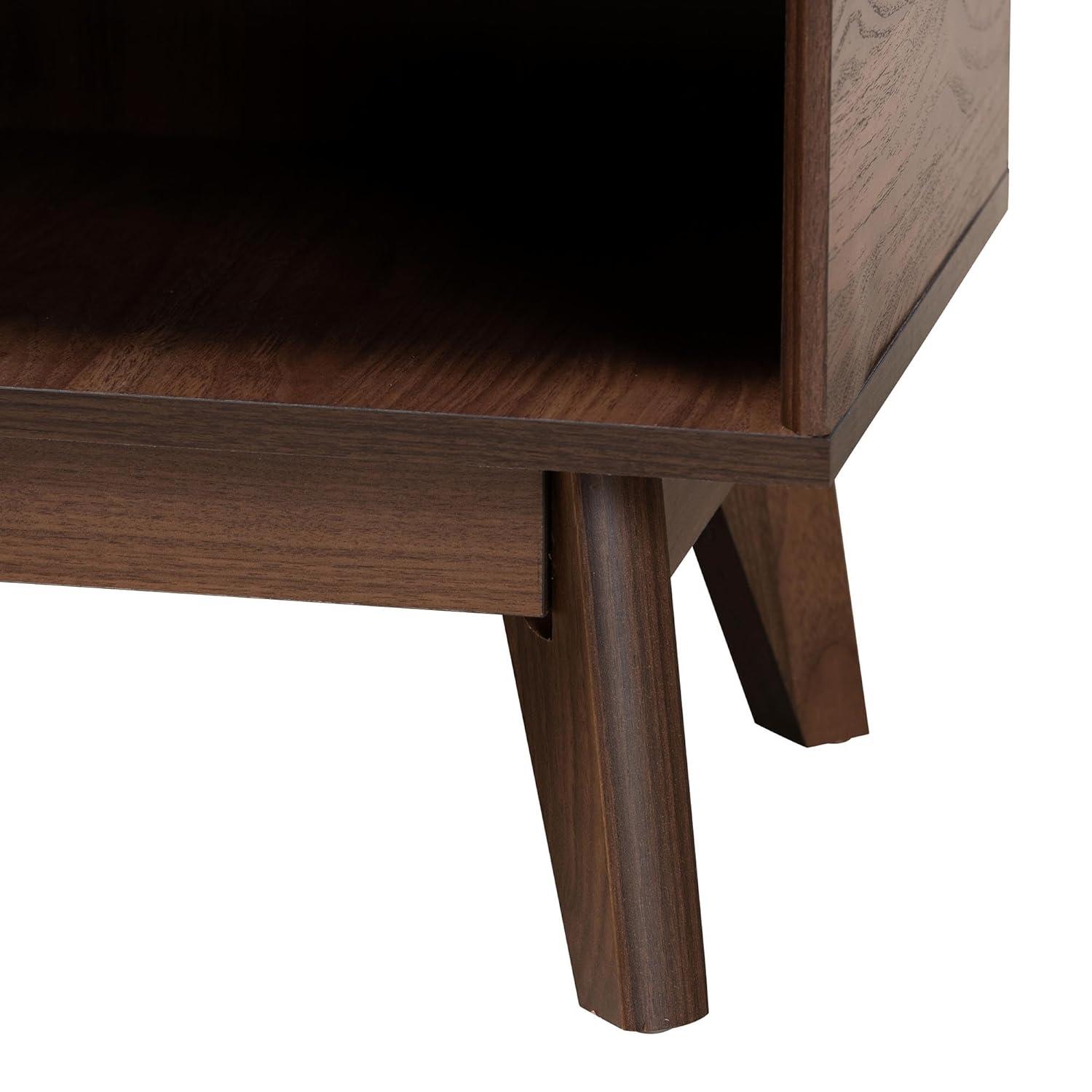 Baxton Studio Delaire Mid-Century Modern Walnut Brown Finished Wood Shoe Cabinet