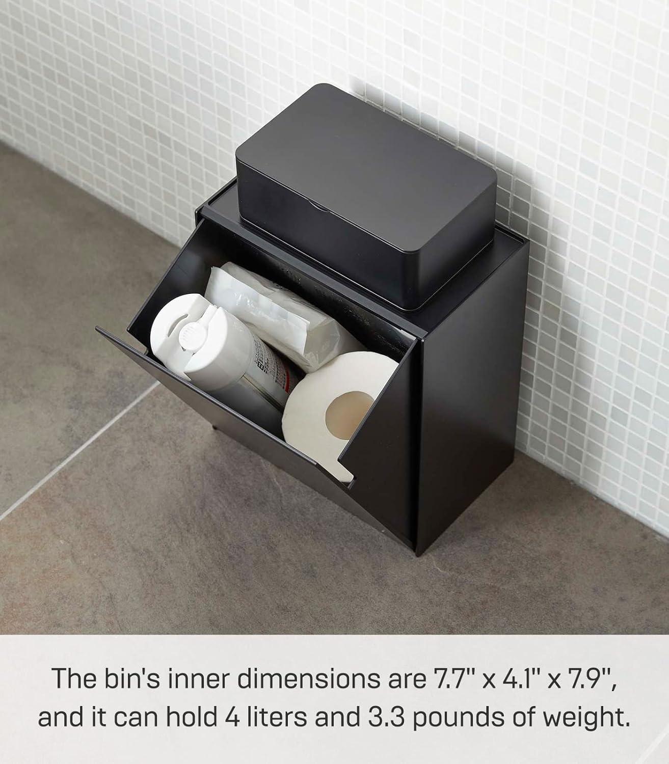 Black Wall-Mounted Plastic Storage and Trash Bin