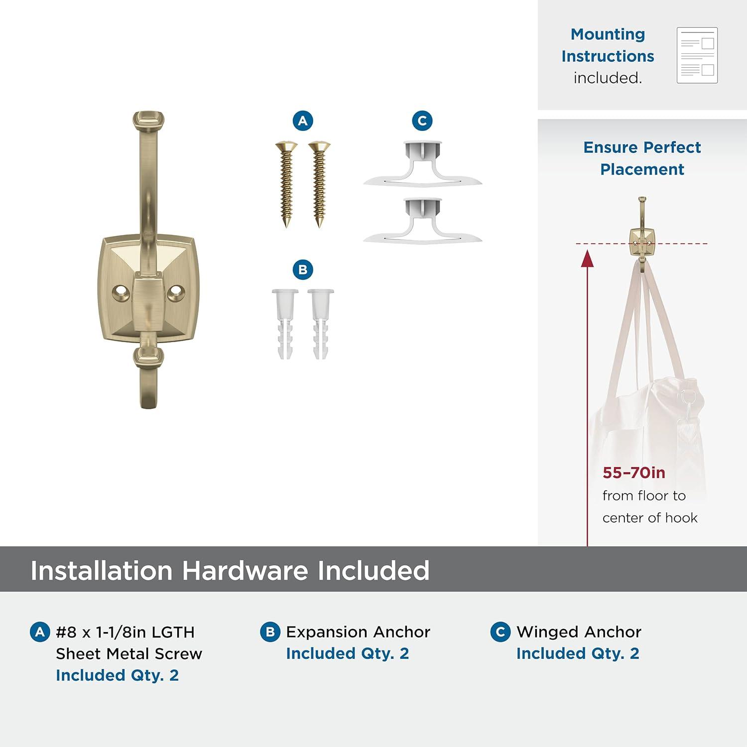 Kinsale Transitional Double Prong Decorative Wall Hook