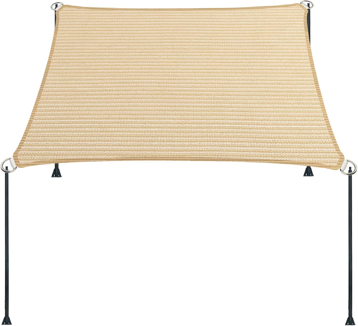 5' x 8' Beige High-Density Polyethylene Sun Shade Sail