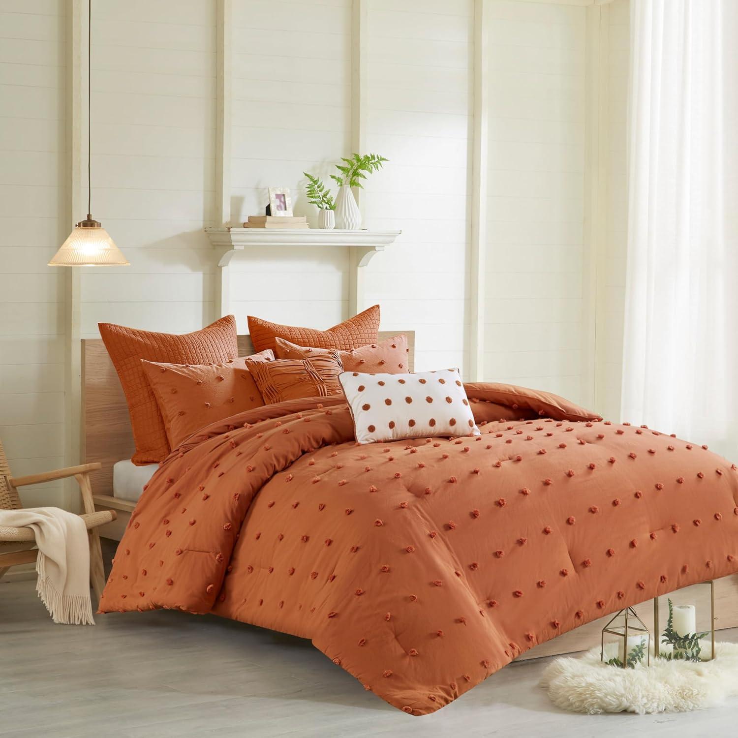 Intelligent Design Brooklyn Cotton Jacquard Duvet Cover Set with Euro Shams and Throw Pillows