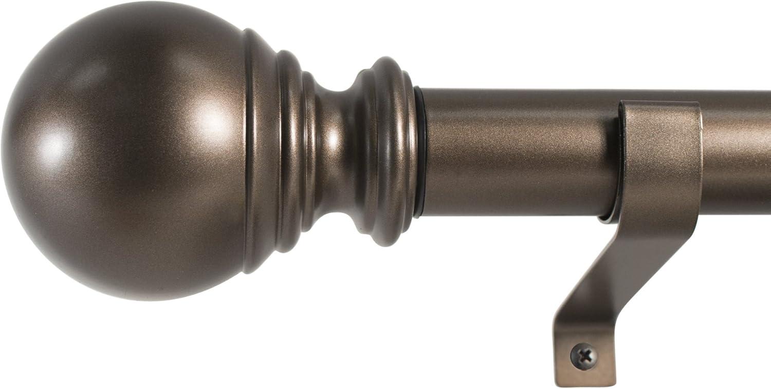 Decopolitan 1" Diameter Ball Telescoping Drapery Rod Set 36-72" Bronze