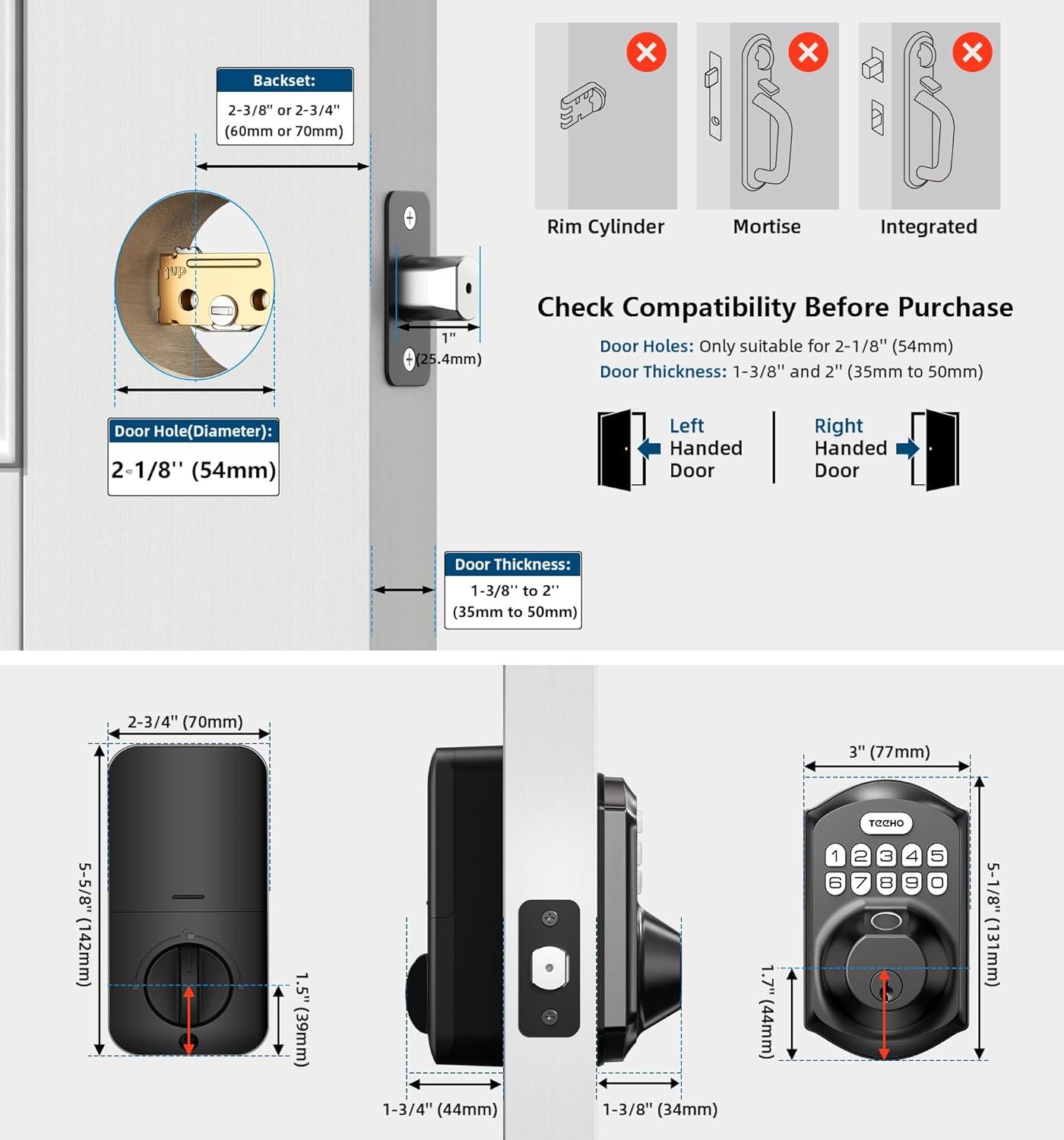 Matte Black Electronic Keypad Fingerprint Door Lock