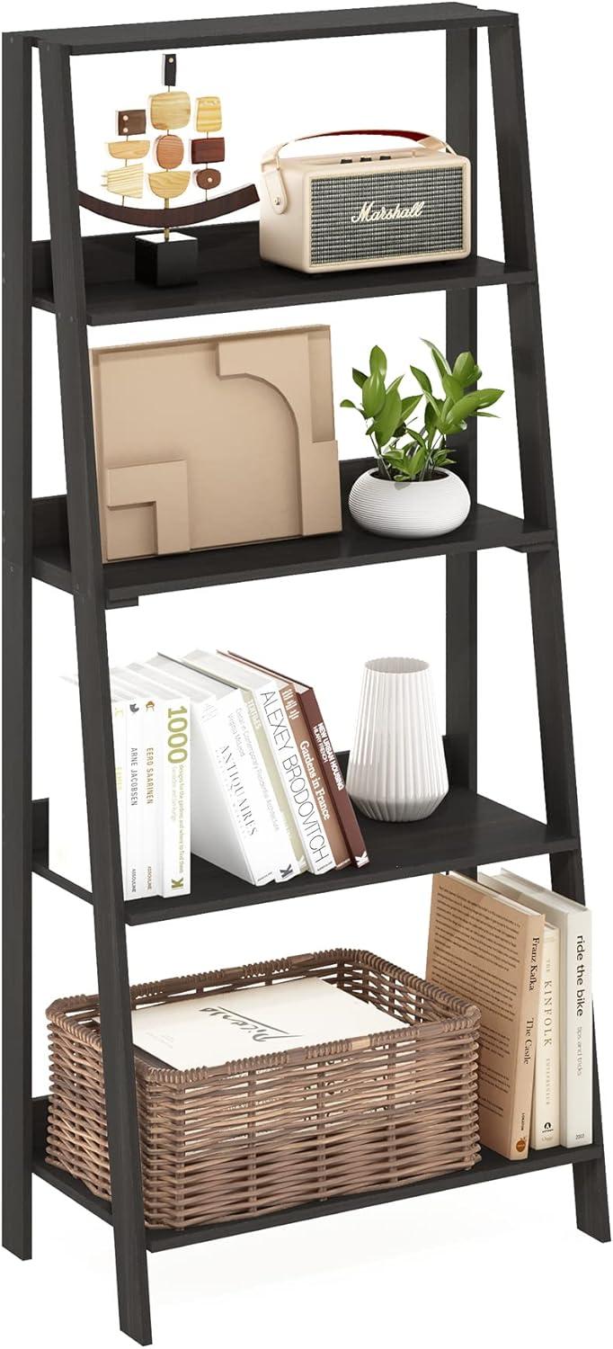 Furinno 5-Tier Ladder Bookcase Display Shelf, Espresso