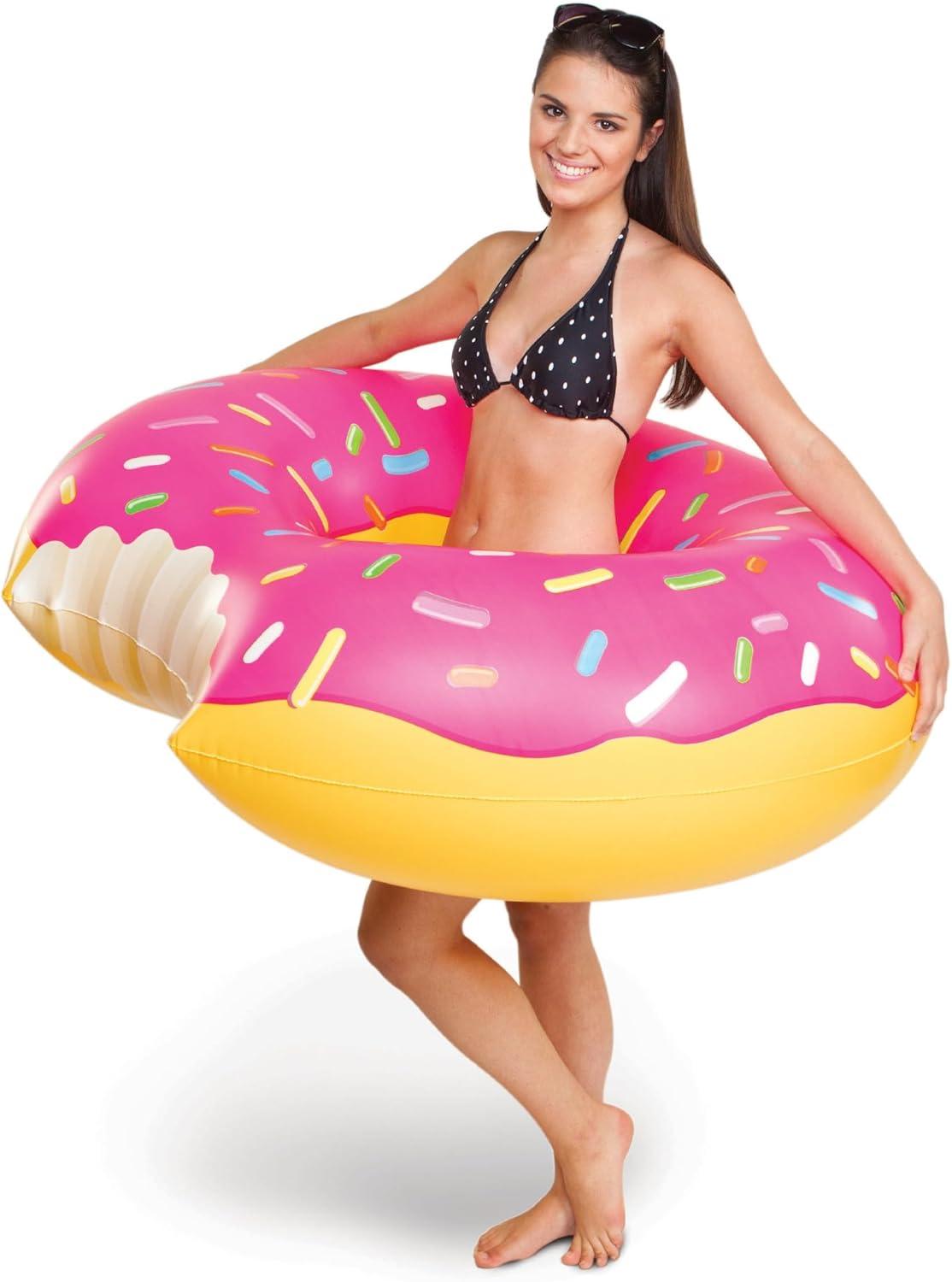 BigMouth Inc Gigantic Donut Pool Float, Funny Inflatable Vinyl Summer Pool or Beach Toy, Patch Kit Included